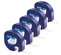 5x Ruban pour Étiqueteuse Compatible avec Dymo LetraTag Ruban Plastique