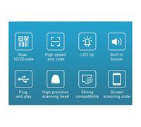 5X Scanner de Codes-Barres Filaire USB 1D/2D Universel, Lecteur de Codes QR Portable, Point de Vente Mobile, Prise en Charge Branchez et Jouez,