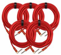 5x SET CABLE INSTRUMENTS GUITARE AMPLIFICATEUR CONNECTEUR JACK 6,35MM ROUGE 6M
