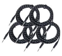 Pronomic Stage INST-6T Câble en Textile avec jack 6m. 1.5mm² - Lot de 5 G