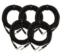 5x SET DE CABLE INSTRUMENTS GUITARE AMPLIFICATEUR CONNECTEUR JACK 6,35MM NOIR 6M