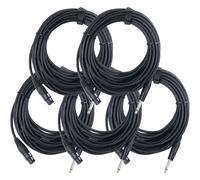 Pronomic Stage XFJ-10 Câble Micro XLR/Jack 10 m Noir Lot de 5, 3 mm | Connecteurs: XLR femelle ? jack mono 6, 3 mm, Longueur: 10m, Couleur de la gaine: noir, Cuivre sans oxygène, Couleur: noir