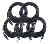 5x Set Femelle XLR vers Jack 6,35mm 1/4'' Microphone Câble Audio Signal Noir 10m