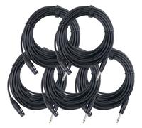 5x Set Femelle XLR vers Jack 6,35mm 1/4'' Microphone Câble Audio Signal Noir 10m
