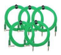 5x SET Pronomic Trendline INST-3NG câble à instrument 3m vert G