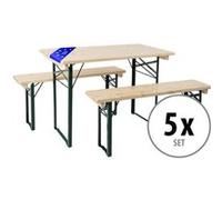 5x Stagecaptain Hirschgarten Ensemble Table et bancs pour balcon 110 cm Naturel Naturel G