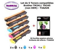 5x Toners compatibles Brother HL 3172CDW, MFC 9142CDN, MFC 9332CDW, MFC 9342CDW + 20f A6 brillants - T3AZUR G