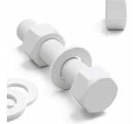 5x Vis à tête Hexagonale Polypropylène Blancs (PP) Ecrous et boulons en plastique, M20 x 100mm, Rondelles, résistant à l'eau, anti-corrosion, résistant aux produits chimiques