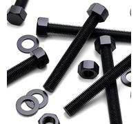 5x Vis à tête Hexagonale Polypropylène Noir (PP) Ecrous et boulons en plastique, M20 x 150mm, Rondelles