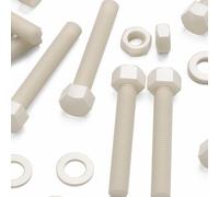 5x Vis à tête Nylon Naturelle Hexagonale, M16 x 100mm, Ecrous et boulons en plastique, Rondelles, Nylon, Naturelle