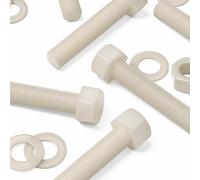 5x Vis à tête Nylon Naturelle Hexagonale, M20 x 100mm, Ecrous et boulons en plastique, Rondelles, Nylon, Naturelle