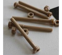 5x vis/boulons CHC en PEEK naturel M6 x 65mm, écrous & rondelles