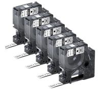 5x Wonfoucs Ruban pour Étiqueteuse Compatible avec Dymo D1 45013 S0720530 | pour D1 Recharge Cartouche Etiqueteuse pour Dymo LabelManager 160 200 210D 280 360D 420P 450D, 12mm x 7m Noir sur Blanc