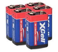 5X XCell Lithium 9V Bloc Batteries Haute Performance pour Les détecteurs de fumée/alarmes Incendie - 10 Ans d'autonomie