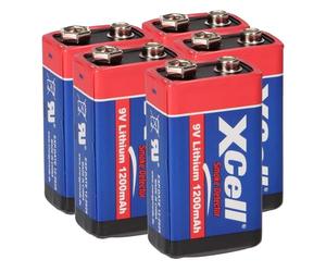 5X XCell Lithium 9V Bloc Batteries Haute Performance pour Les détecteurs de fumée/alarmes Incendie - 10 Ans d'autonomie
