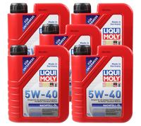 5X1 Liter Original Liqui Moly 1305 Remplissage Huile Moteur 5W-40