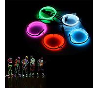 5x1M Fil Néon à Pile EL Câble Guirlande Lumineuses 3 Mode Éclairage Fix Clignotant Stroboscope Tube Fluo El Wire Déco Vêtement Festif Soirée Fête Mariage Voiture Vélo Intérieur (5 Couleur)
