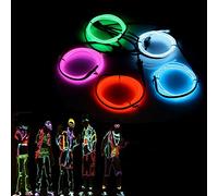5x1M Fil Néon à Pile EL Câble Guirlande Lumineuses 3 Mode Éclairage Fix Clignotant Stroboscope Tube Fluo El Wire Déco Vêtement Festif Soirée Fête Mariage Voiture Vélo Intérieur (5 Couleur)