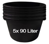 5x90 Litre Mortier Seau Baukübel à Ciment Rond Tuppen