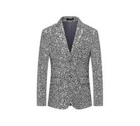 (5XL,Silver)Mens Sequin Blazer Slim Fit Tuxedo Suit Coat for Prom, Party, Dinner, Shiny Sport Coat in Various Sizes and Colors