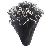 5Yards Flower Wrapping Mesh Paper Pearl Edge Bouquets Packaging Wedding Party Favor Decor Valentines Floral(Black(pearl))