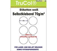 6 000 étiquettes universelles rondes Ø 85 mm pour classeurs - Autocollants pour bureau - Étiquettes d'adresses - Blanc - DIN A4 - 1000 feuilles A4 Bigpack - Universelles pour printer