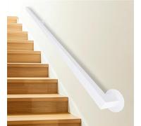 6,1 m en métal blanc pour escalier | Banister mural en fer forgé pour marches d'intérieur/extérieur | Barre d'appui durable avec fixations | 210 cm options disponibles