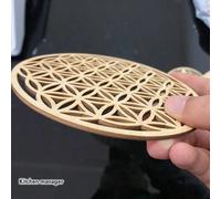 6/10 pièces Dessous de verre en bois Fleur de Vie, Dessous de verre Fleur de Vie, Panneau en bois, Tapis de tasse isolé ; Dessous de verre circulaires, Fleur de Vie pour recharger les pierres pour la