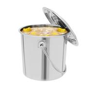 6/12/20 L Seau Alimentaire Rond Seau INOX Argent Seau avec Couvercle Seau Lait Seau Idéal pour Les Seaux à Glace Les Seaux à Viande Les Seaux à Aliments Les Seaux à Lait etc (6 L)