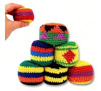 6/12/24PCS Knitted Hacky Sack Set, Hacky Sack Knitted Footbags, Crochet Kick Bags for Adults & KS, Colorful Juggling Footbag for Outdoor Party Game, Handwoven Toss Pack (6PCS)
