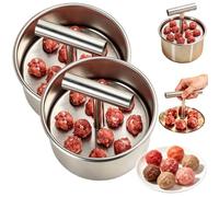 6/12 holes Manual Stainless Steel Meatball Maker (2Pcs,12 holes) | Quickly Shapes, Easy to Use, Lightweight and Portable, for Beef Balls, Fish Balls, Etc