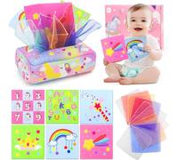 6-12 Months Baby Toys-Montessori Tissue Box for 12-18 Months Baby Toddler Unicorn Fabric Learning Toy with Alphabet Numbers Sounds Colorful Educational Games 6 9 12 Months