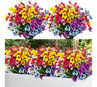 6/12 paquets de pensées artificielles et fleurs sauvages d'extérieur - Tiges florales factices multicolores durables résistantes aux UV sans décoloration. Décoration florale factice idéale pour la mai