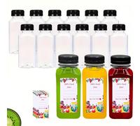 6/12 pièces Bouteilles de jus en plastique PET réutilisables avec couvercles, contenants de boissons grande capacité convenant pour jus, milkshake, smoothie, durables et hygiéniques, bon rapport quali