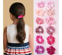 6/12 pièces Chouchous en velours rose princesse pour filles, élastiques à cheveux en satin doux, 2 styles de supports de queue de cheval, accessoires capillaires pour usage quotidien PlantesPolyester