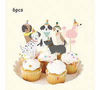 6/12 pièces Décorations de cupcakes pour chien, pics de cupcakes thème chiot mignon, décorations de gâteau thème adoption de chien et animal de compagnie pour fête d'anniversaire 6 pièces,12 piècesPap