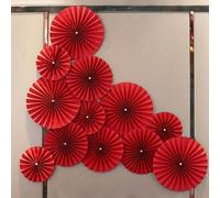 6/12 pièces - Éventail en papier rouge, décoration de maison, décoration de fête d'anniversaire, décoration de mur d'arrière-plan, décoration de table, décoration du Nouvel An chinois, décoration de r