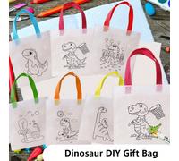 6/12 pièces Sacs de fête d'anniversaire d'animal Dinosaure DIY, décoration de fête d'anniversaire avec 6 styles de sacs cadeaux Dinosaure (marqueurs de couleur non inclus) 21x21cmAnimal,PlantesNon-tis