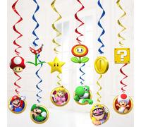 6/12 pièces Super Mario Pendentif en spirale thème Mario, accessoires photo de fête, décoration de pendentif en spirale pour anniversaire d'enfants. La meilleure décoration d'ambiance festive pour les