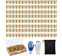 6×14mm Door Hinge Repair Screws, Short Expansion Anchors for Cabinets (Gold,100PCS)