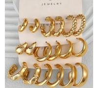 6-18 pièces Ensemble de boucles d'oreilles en plastique ABS doré pour femmes, élégantes et polyvalentes pour le port quotidien et les fêtes, cadeau parfait pour la famille, les amis et les êtres chers