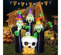 6,2 Pieds Haut Gonflables d'halloween, Kalolary Trois Sorcières Autour du Chaudron Grandes Décorations d'Intérieur et d'Extérieur d'halloween Décoration Gonflable pour Maison Famille Fête