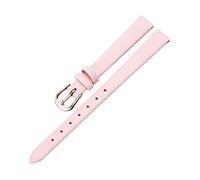 6-20mm Bracelet de montre en cuir de vachette confortable ultra-mince respirant et agréable pour la peau, bracelet de montre en cuir véritable à boucle ardillon en or rose, Rose, 11mm