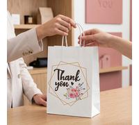 6/24 pièces Sacs-cadeaux Merci, Sacs de courses en papier kraft personnalisés, Petits sacs-cadeaux d'entreprise, Sacs-cadeaux de fête, Sacs-cadeaux d'anniversaire, Sacs faits main, Faveurs de fête, Sa