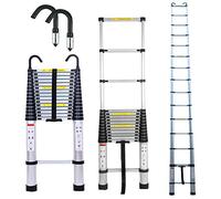 6,2m Echelle Extension Télescopique, Echelle en Aluminium et Crochet de Toit Multifonction Ladder Attic Ladder - Capacité maximale de 150kg - Portable