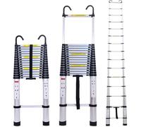 6.2M Échelle Télescopique avec 2 Crochets Amovibles Portable Échelle Pliant en Aluminium Telescopic Ladder