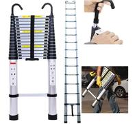 6,2M Échelle Télescopique Échelle Pliable Multifonction Echelle de Toit de Grenier avec Crochets Amovibles