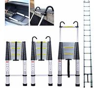 6,2M Échelle Télescopique, Échelle Pliante Aluminum avec 2 Crochets, Echelle Pliable Polyvalente pour Loft, Maison, Jardin, Capacité de 330 lbs