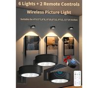 6/3/1 pièce Set Lumière murale en métal sans fil LED, Lampe murale magnétique, Lumière d'affichage d'art LED, Lumière de dessin LED sans fil alimentée par batterie, Veilleuse, 3 modes d'éclairage, Con