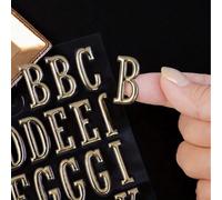 6/3/2/1 pièce Autocollants à bulles en lettres anglaises 3D gaufrées, effet visuel 3D métallique doré, taille unique de 1 pouce. Autocollants décoratifs, accessoires de scrapbooking DIY, autocollants 
